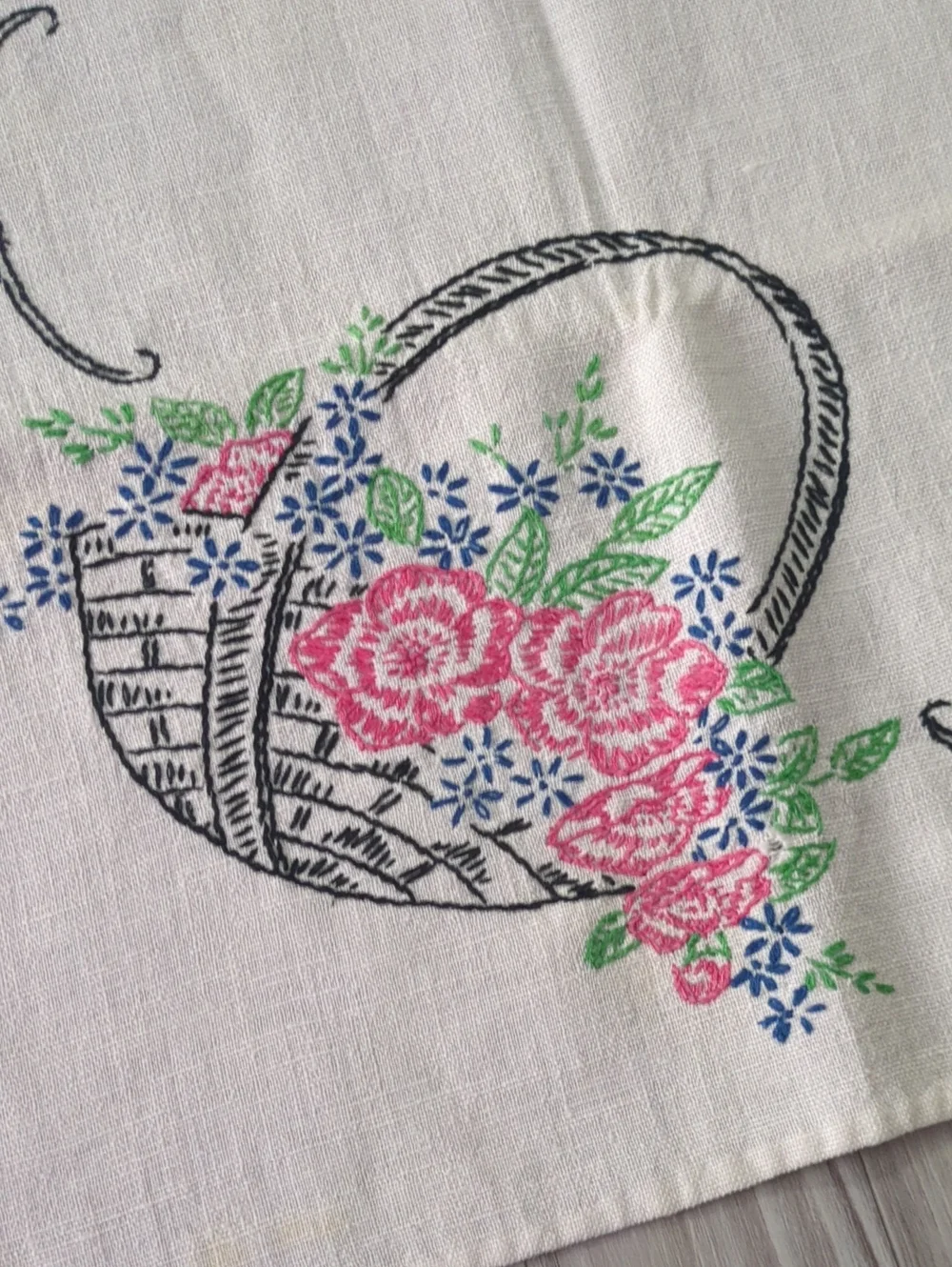 Vintage Embroidered Linens Lot Tablecloth Doilies Napkins Floral 10+ Pieces